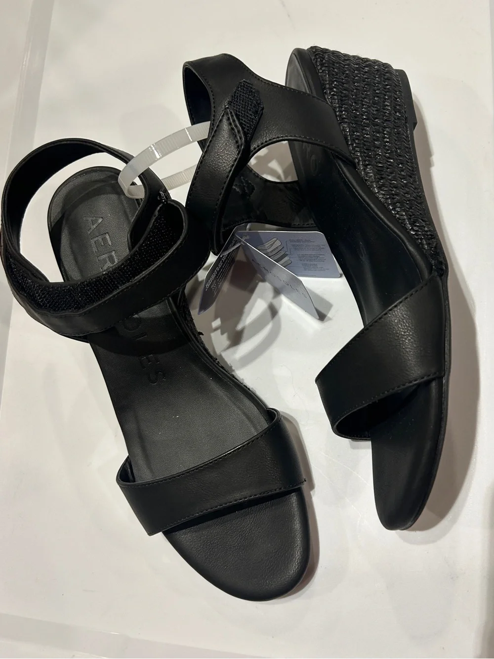 Aerosoles Espadrille Wedge Sandals  Women’s Size 9 Black Comfort Slingback NWT